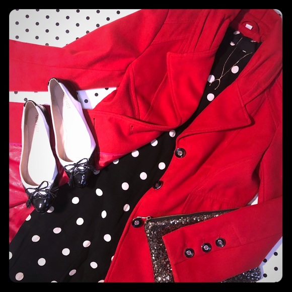 Jessica Simpson Jackets & Blazers - Jessica Simpson Red Pea Coat EUC Sz L Retro